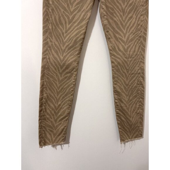 Mother Jeans Tan The Looker Fray Sweet Stripes Skinny Raw Hem Size 27 - Picture 6 of 12